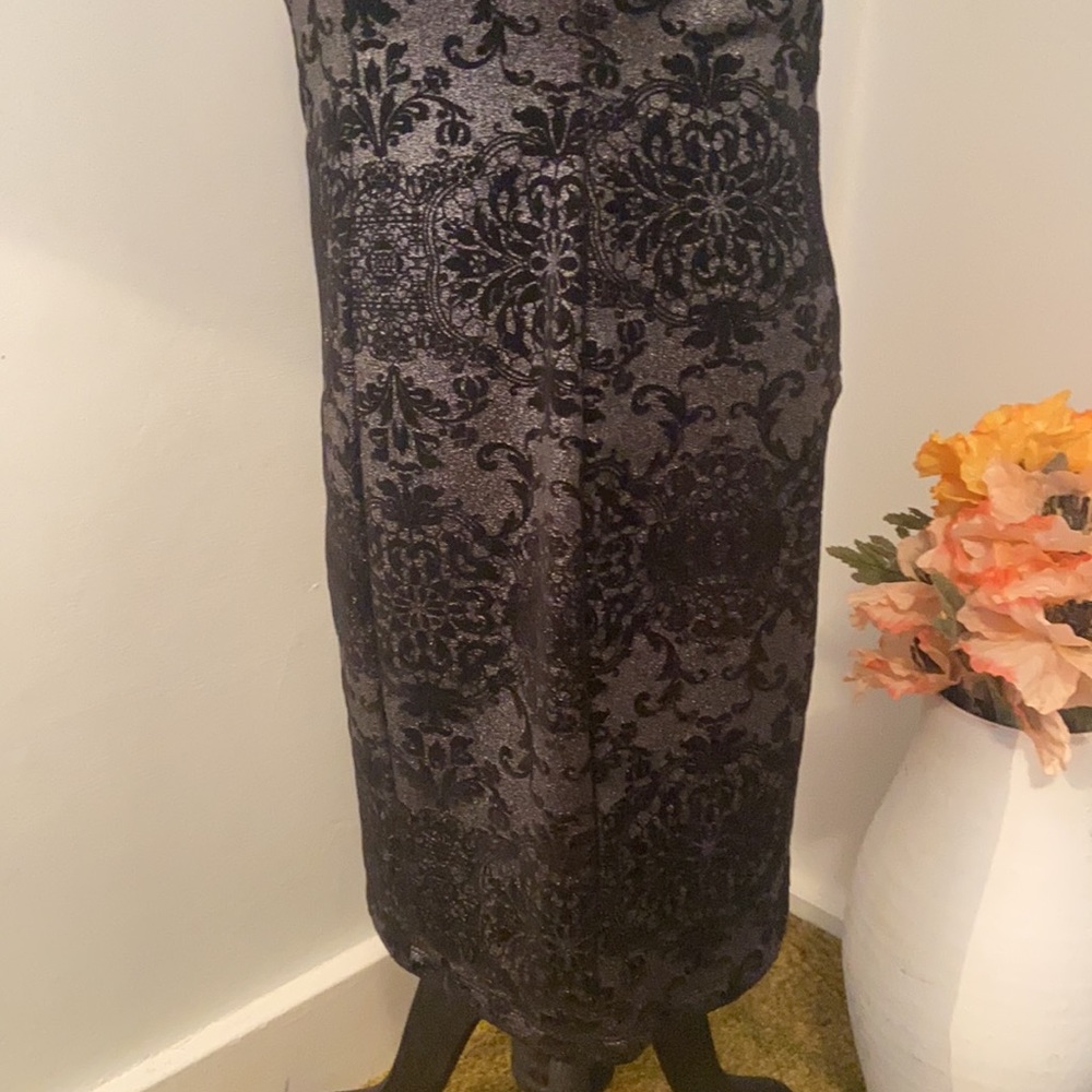🌟NWT🌟 TRIXXI Black & Silver Patterned Cocktail Formal Dress with Mesh Ne… - Picture 11 of 17